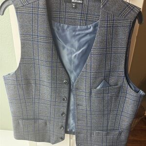 Murano Blue and Gray Checkered Men's Vest